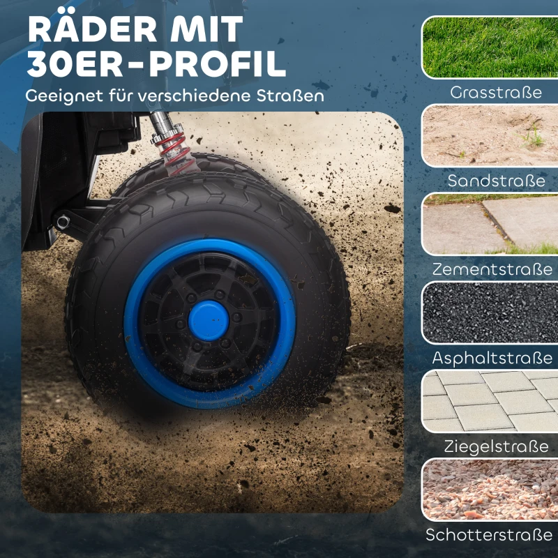 AIYAPLAY Elektroquad voor kinderen, 3-6 km/u, LED-koplamp, muziek, USB, voor 3-8 jaar, Blauw(m-5)