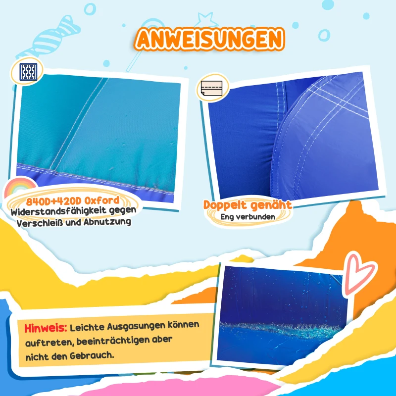AIYAPLAY 5-in-1 Springkasteel, met Waterglijbaan, Plonsbad, Waterspuit, Snel Opblaasbaar, 360 x 250 x 195 cm, Kleurrijk