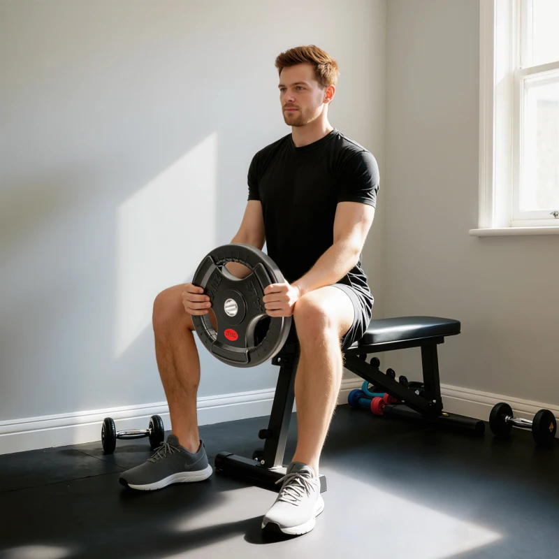 SPORTNOW Set de Discos 20 kg con Orificio de 5 cm y 3 Agarres, Acero con Revestimiento de Plástico, Negro