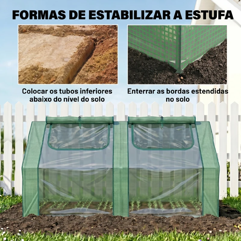 Outsunny Estufa Pequena Estufa de Exterior com Proteção Dupla Janelas Estufa para Cultivos de Plantas e Flores 180x90x90 cm Verde