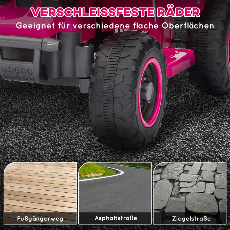 AIYAPLAY Elektrisch quad voor kinderen, batterij aangedreven, rijdt voor- en achteruit, LED-verlichting, 18-36 maanden, Roze(m-6)