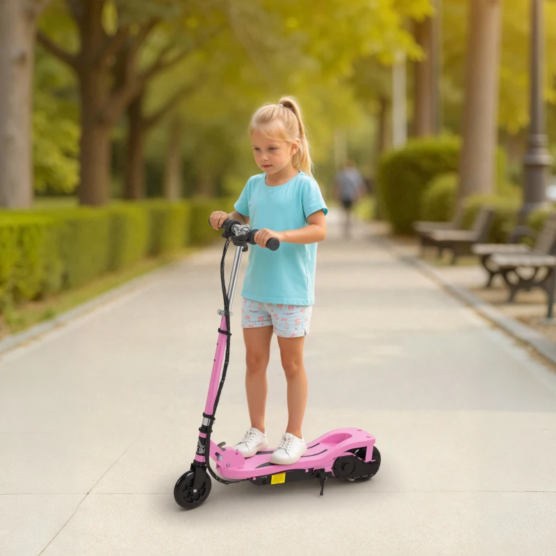 HOMCOM Trottinette électrique pliante pour enfant de 7+ans, 120W Vitesse max 12km/h, 75x36x82-93 cm rose(m-12)