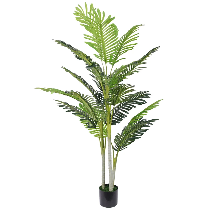 Outsunny Planta Artificial Palmera 150 cm con Maceta y Musgo para Decoración Interior Salón Oficina Ø18x150 cm Verde