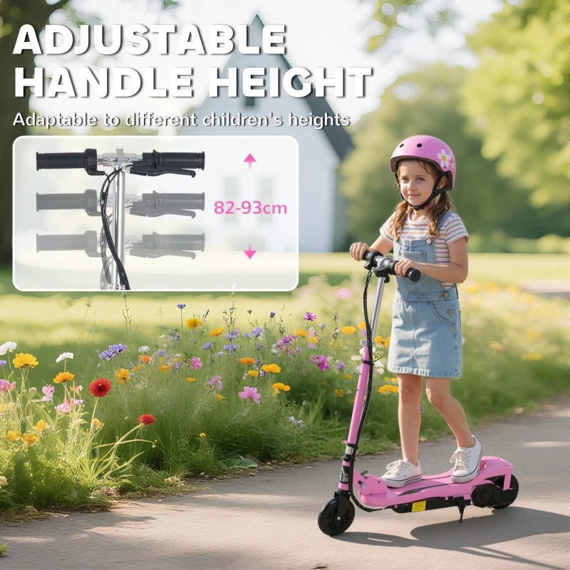 HOMCOM Trottinette électrique pliante pour enfant de 7+ans, 120W Vitesse max 12km/h, 75x36x82-93 cm rose(m-9)