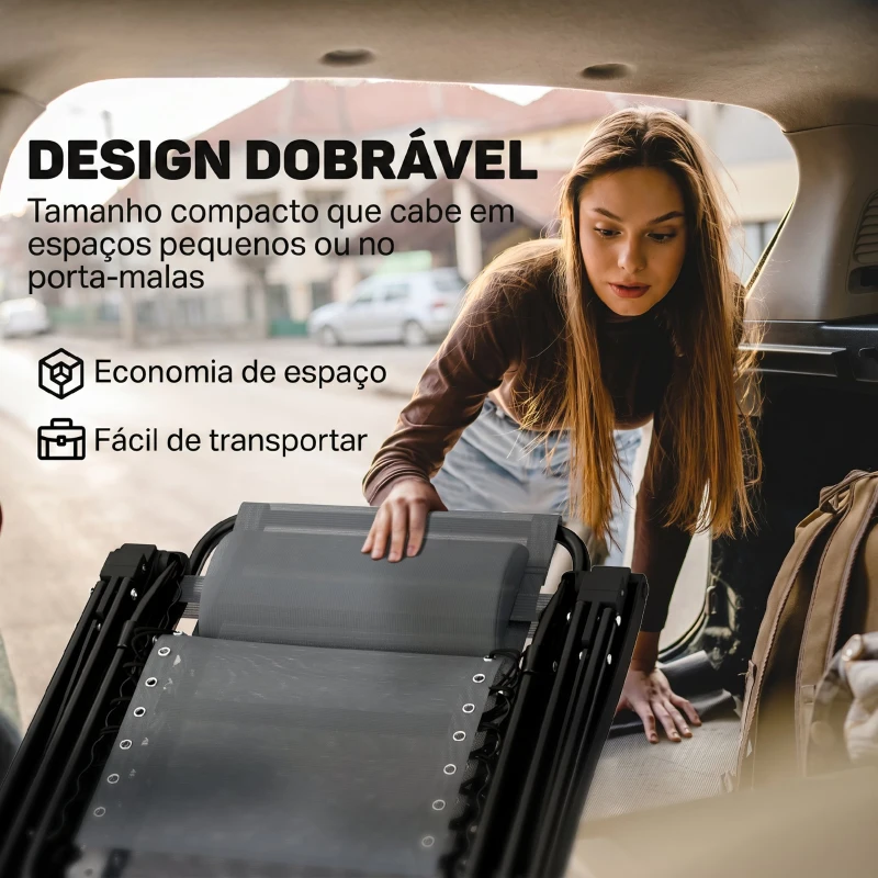 Outsunny Espreguiçadeira de Gravidade Zero Dobrável e Reclinável Ajustável com Apoios de Braços Apoio para Cabeça Cinza Claro