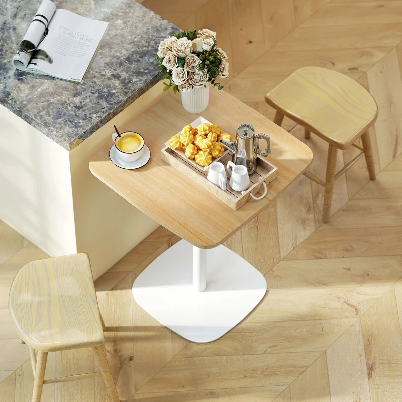 HOMCOM Table à manger carrée pour 2 personnes table de cuisine plateau en effet bois base carrée 60x60x75cm effet bois naturel