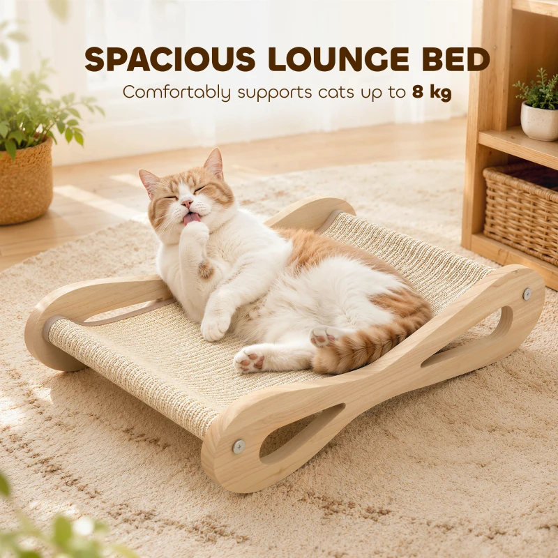 PawHut 2 in 1 Sisal Cat Scratcher Bed Cat Scratching Board and Lounger 60 x 35 x 13 cm Cream White