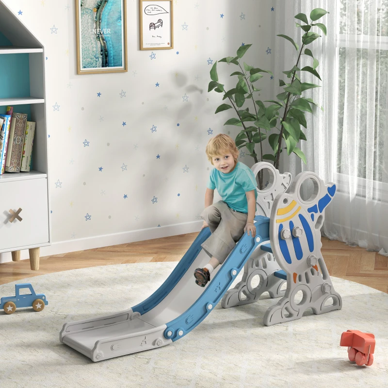 AIYAPLAY Glijbaan voor Kinderen 1,5 tot 3 jaar, Raketontwerp, Sticker Set, blauw, 157 x 46,5 x 80 cm(m-2)