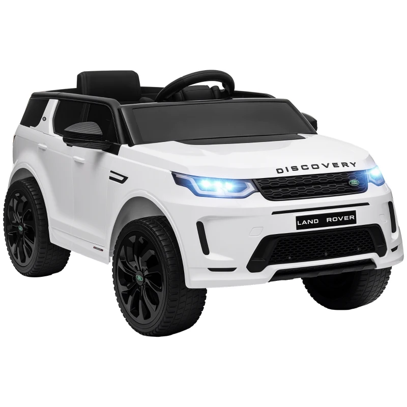 AIYAPLAY Elektrische Kinderauto 12V Land Rover Discovery Sport met 2,4G Afstandsbediening, Muziek, Claxon, LED Verlichting, USB/MP3 aansluiting, 3-5 km/u, voor Kinderen 3-6 Jaar, Wit(m-11)