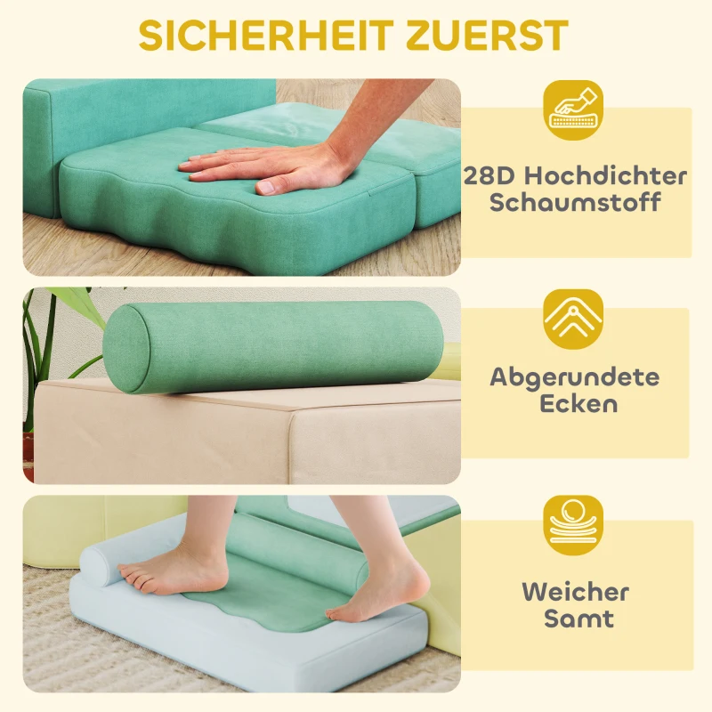AIYAPLAY 15-delige set zachte bouwblokken, 200 kunststofballen, ballenbad voor kleintjes, indoor, schuim, kleurrijk(m-5)