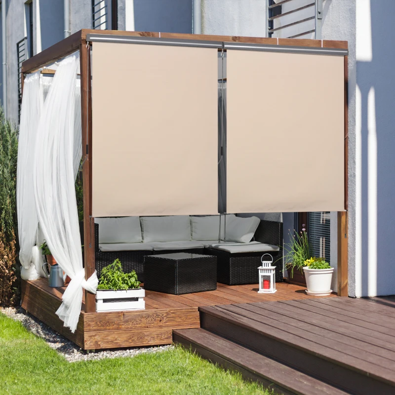 Outsunny Store extérieur enrouleur 2,5 x 1,6 m avec manivelle, aluminium et polyester 280g/m² anti-UV50+, crème