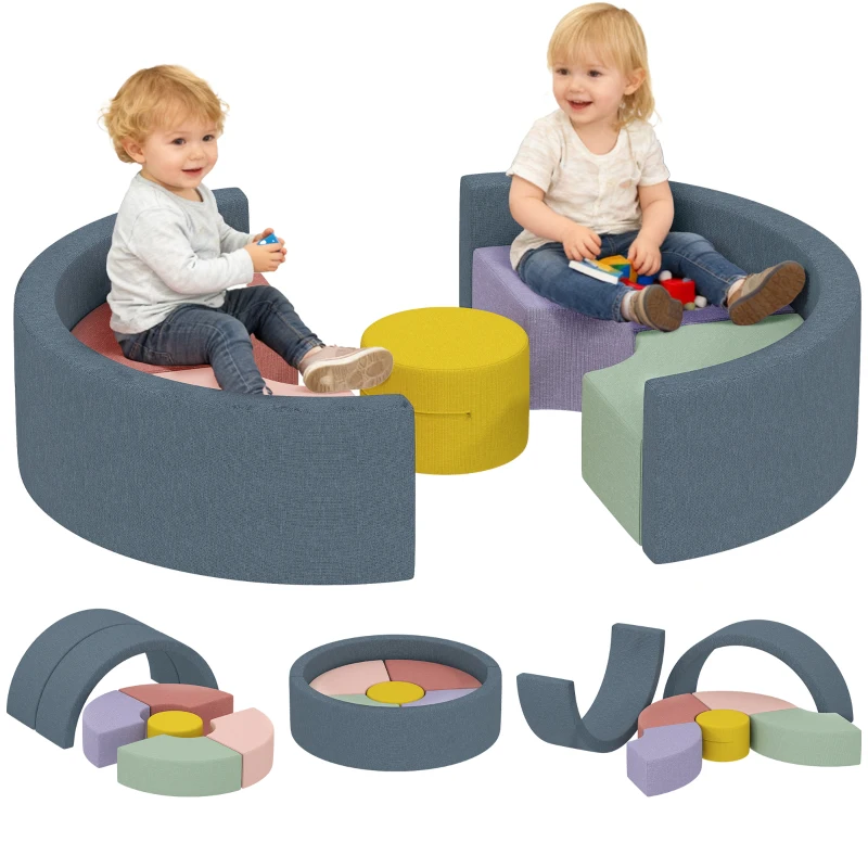 AIYAPLAY 7-delige softblokken-set voor peuters – schuim met afneembare cordhoes, diverse vormen, meerkleurig(m-11)