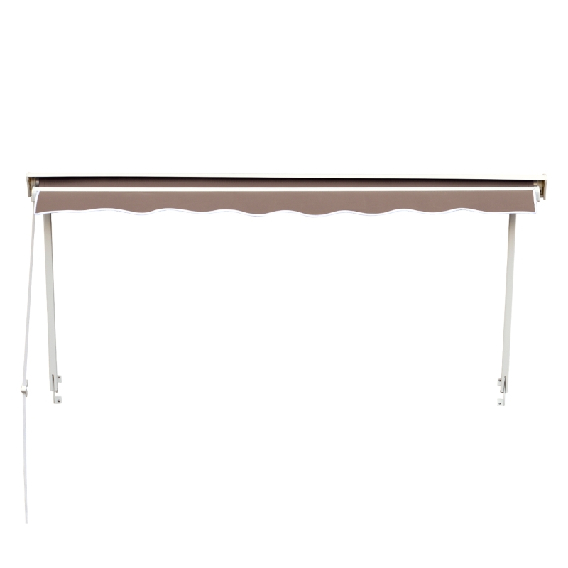 Outsunny Toldo banne Manual Inclinação ajustável Alumínio Poliéster impermeabilizado 70L x 180l cm Taupe Claro