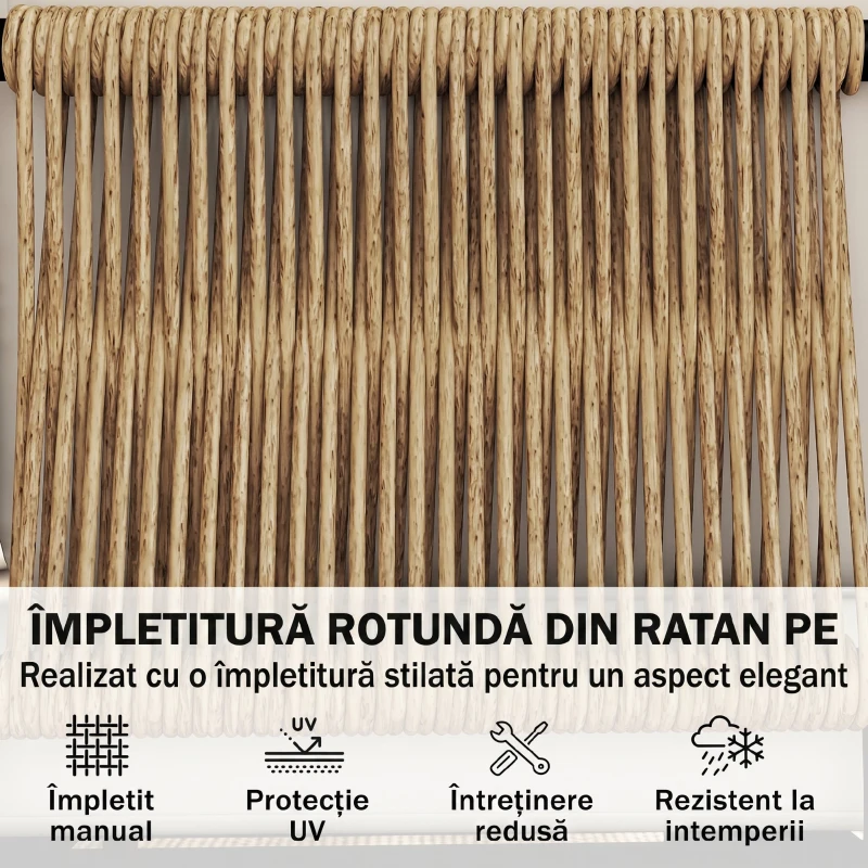 Outsunny Set Grădină, 5 Piese, Rattan Modular în L cu Perne, Culoare Bej