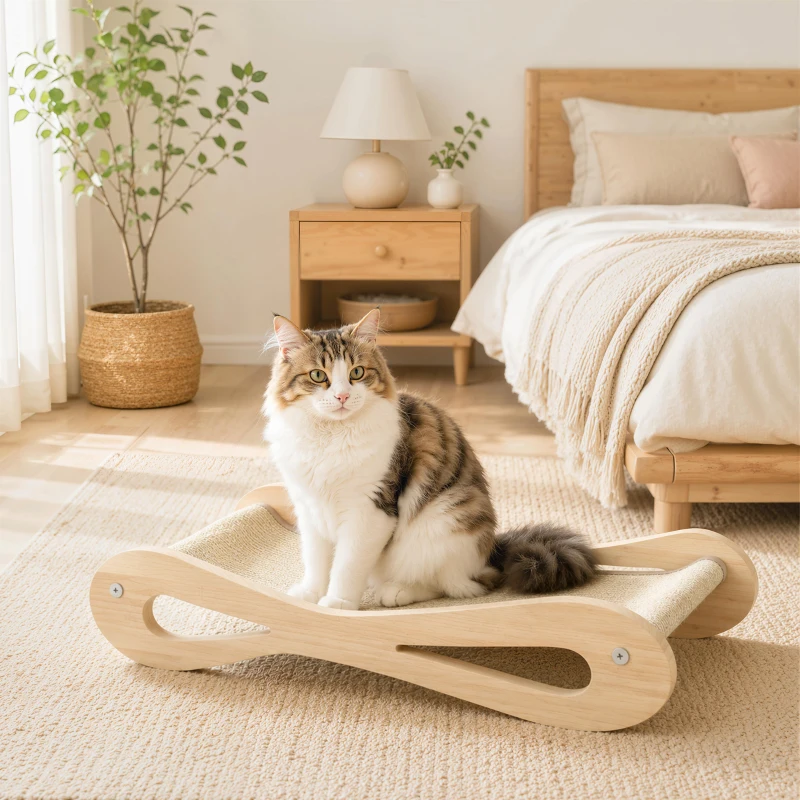 PawHut 2 in 1 Sisal Cat Scratcher Bed Cat Scratching Board and Lounger 60 x 35 x 13 cm Cream White