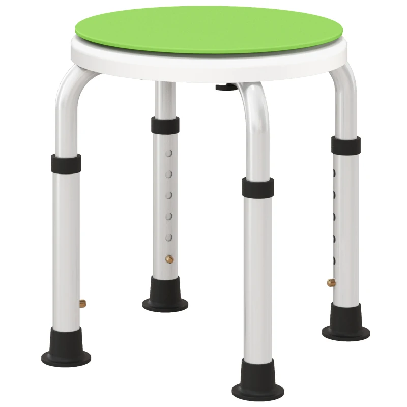 HOMCOM Banqueta de chuveiro assento de chuveiro antiderrapante banqueta de banho altura ajustável giratória 360° em alumínio