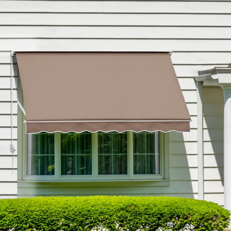 Outsunny Toldo banne Manual Inclinação ajustável Alumínio Poliéster impermeabilizado 70L x 180l cm Taupe Claro