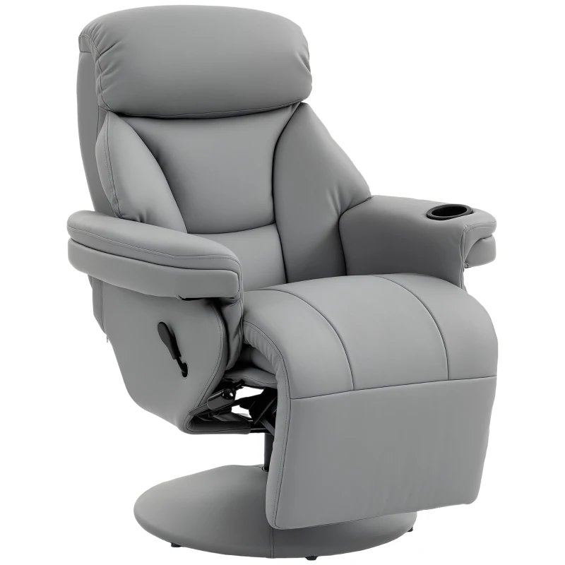 HOMCOM Upholstered Reclining Armchair, Manual Recliner Chair with Footrest and Adjustable Backrest, Grey