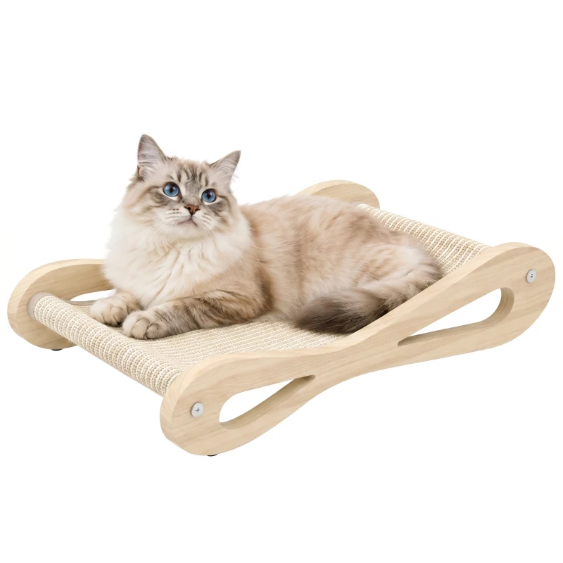 PawHut 2 in 1 Sisal Cat Scratcher Bed Cat Scratching Board and Lounger 60 x 35 x 13 cm Cream White