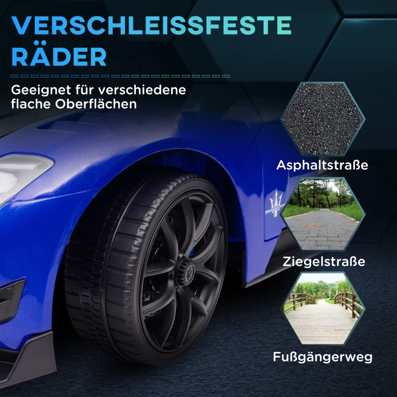 AIYAPLAY Elektrische kinderauto 12V, gelicentieerd, afstandsbediening, schokdempende wielen, Blauw, 115x60x45 cm