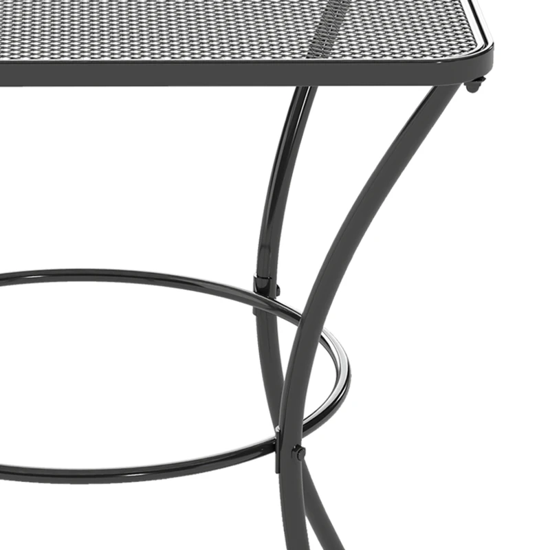 Outsunny 60cm Square Garden Table, Outdoor Metal Bistro Side Desk with Mesh Top, Black