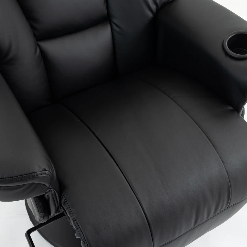 HOMCOM Upholstered Reclining Armchair, Manual Recliner Chair with Footrest and Adjustable Backrest, Black