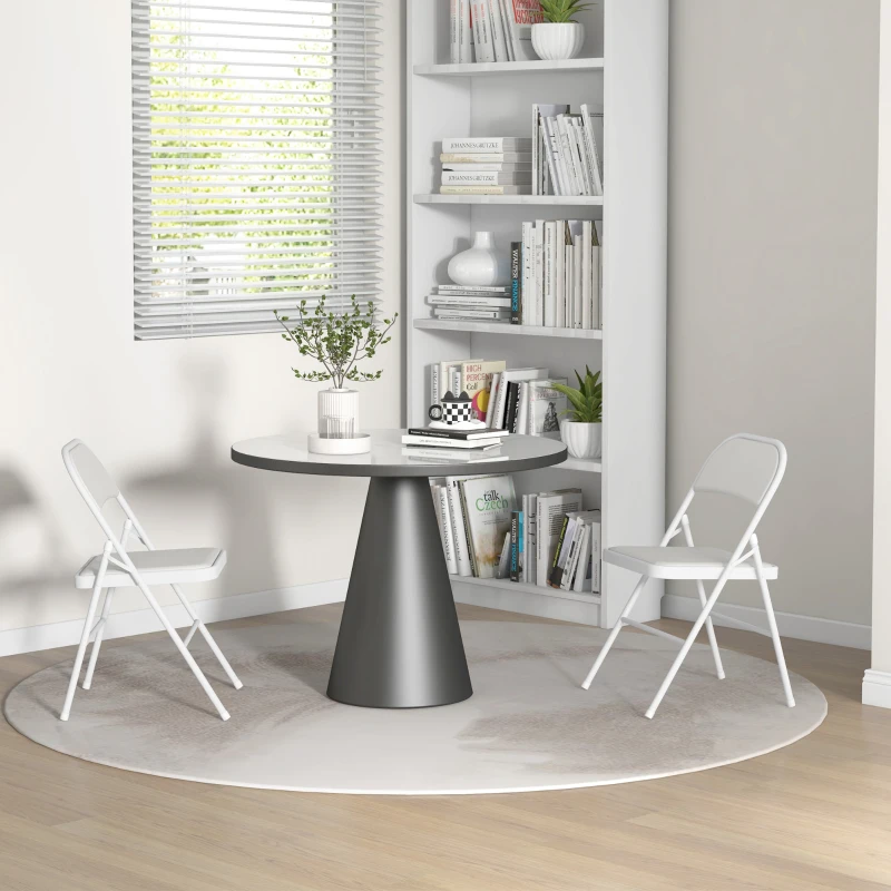 HOMCOM Lot de 2 chaises pliantes chaises de salle à manger portables cadre en acier dim. 45l x 46P x 78H cm blanc