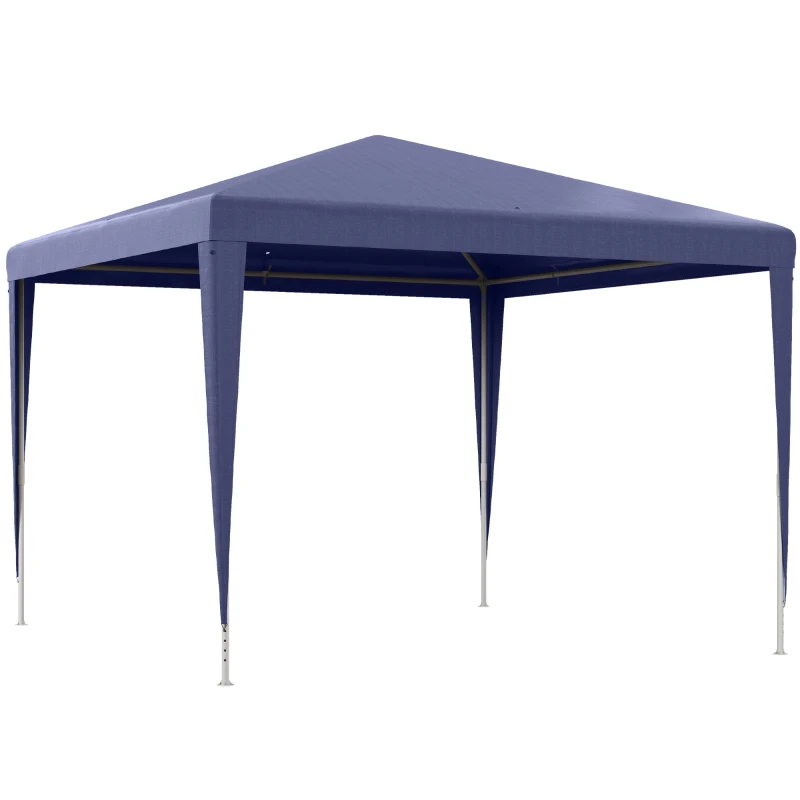 Outsunny Carpa Desmontable 3x3 m Cenador Pabellón de Jardín con 4 Orificios de Drenaje y Marco de Metal para Terraza Patio Azul