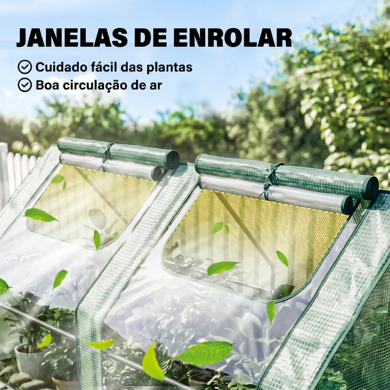 Outsunny Estufa Pequena Estufa de Exterior com Proteção Dupla Janelas Estufa para Cultivos de Plantas e Flores 180x90x90 cm Verde
