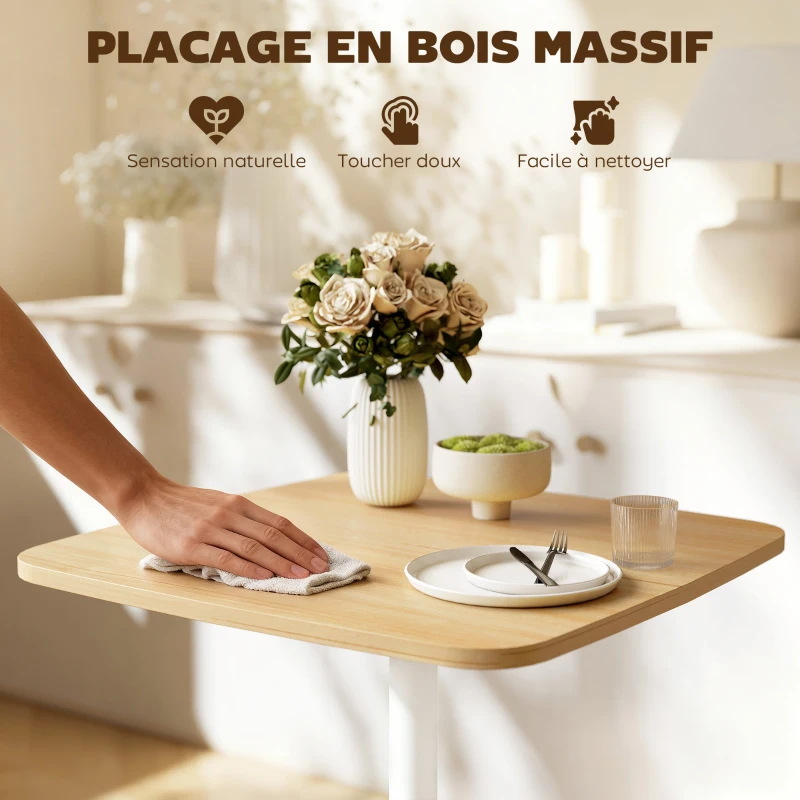 HOMCOM Table à manger carrée pour 2 personnes table de cuisine plateau en effet bois base carrée 60x60x75cm effet bois naturel