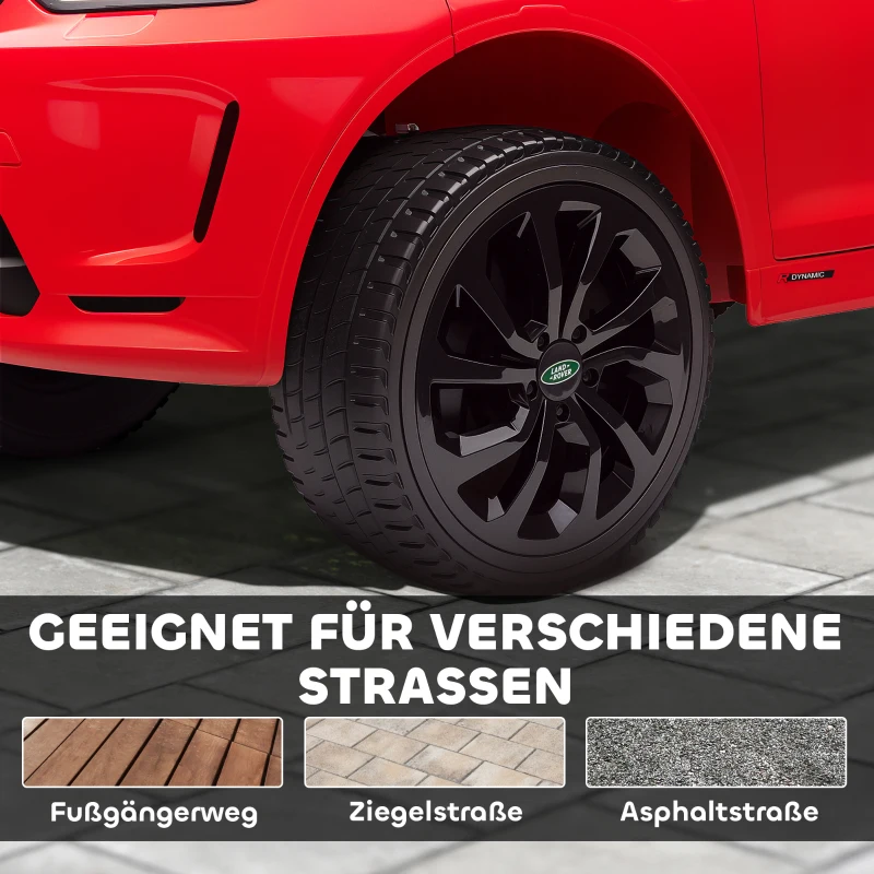 AIYAPLAY Kinderauto 12V Land Rover Discovery Sport met 2,4G afstandsbediening, muziek, claxon, elektrisch voertuig met LED-verlichting, USB/MP3-aansluiting, 3-5 km/u, voor kinderen van 3-6 jaar, rood(m-8)