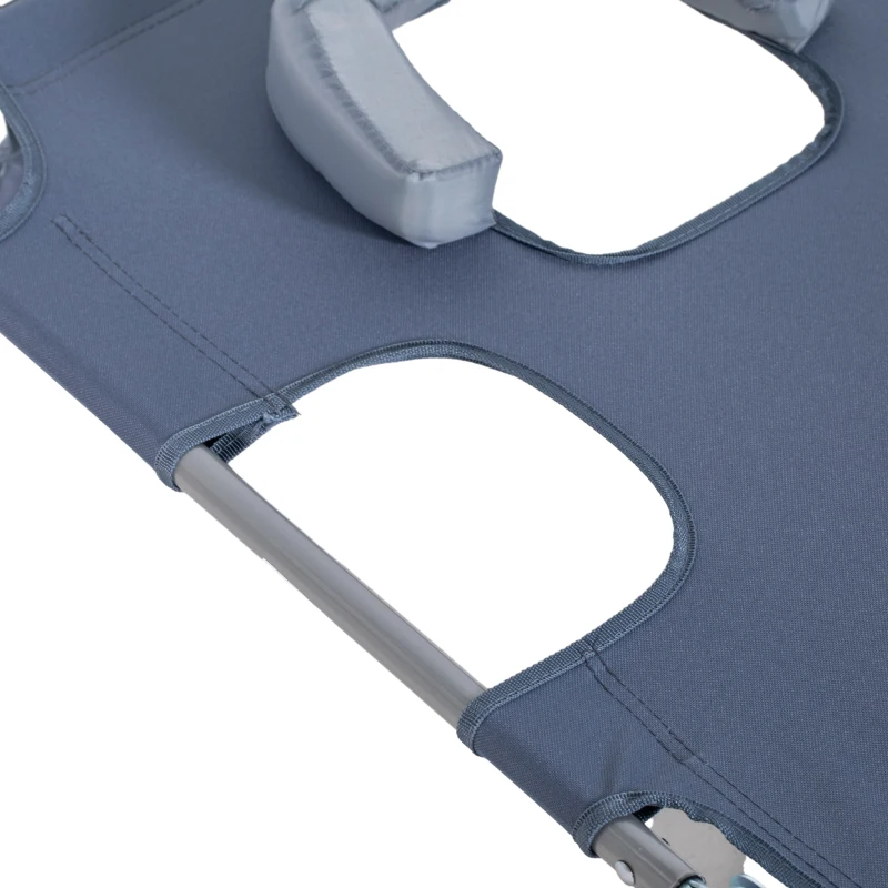 Outsunny Tuinligstoel, Ligstoel met Gepolsterde Gezichtsopening, Massage-Ligstoel voor Buiten, Zijvak, Stof, Metaal, Grijs