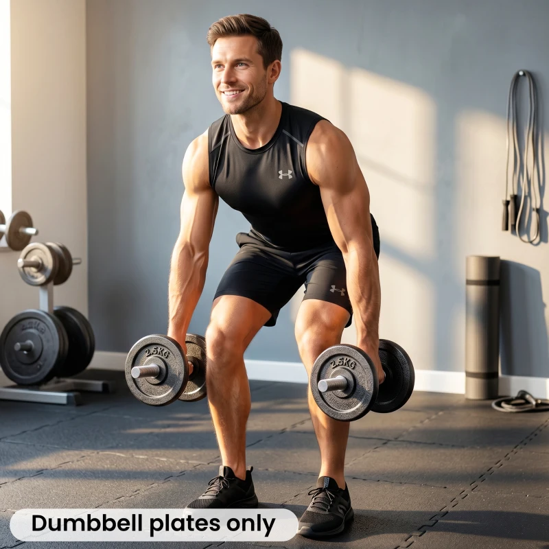 SPORTNOW Weight Plates Set, 1"/2.5cm Weight Disc Pair, 4 x 2.5kg Metal Dumbbell/Barbell Plates for Home Gym