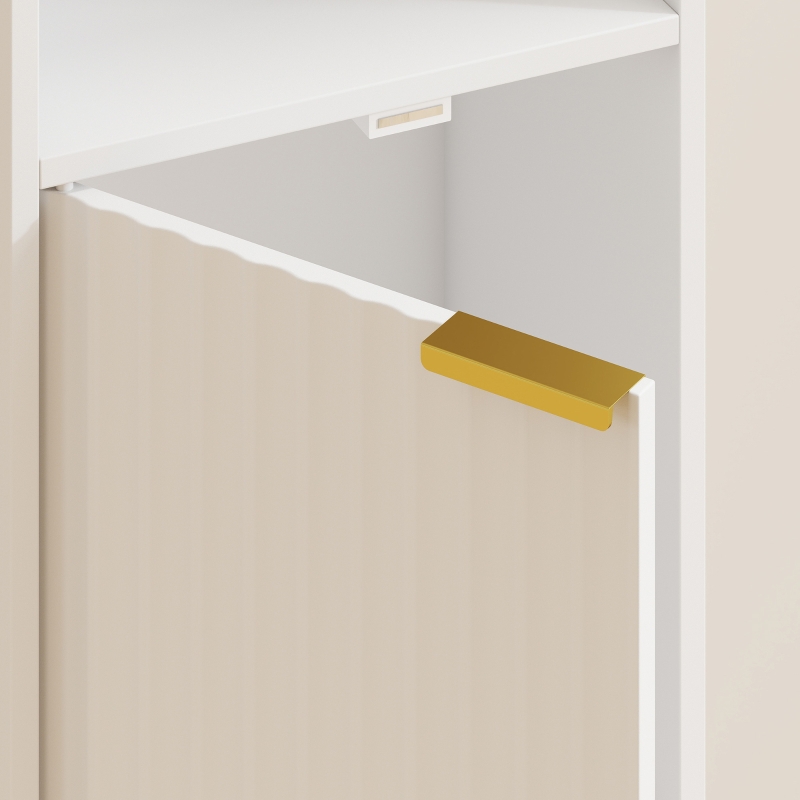 HOMCOM Bibliothèque, Étagère à 6 Niveaux, 30 x 24 x 182 cm, Meuble de Rangement avec Placard et Étagère Réglable, Blanc