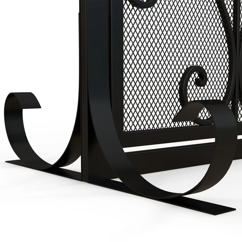 HOMCOM Grade de proteção para lareira painel único em malha de aço 105 x 40 x 80,5 cm preto