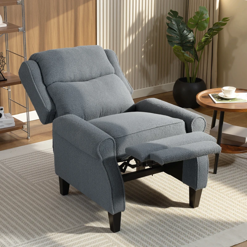 HOMCOM Recliner Armchair with Extended Leg Rest - Grey
