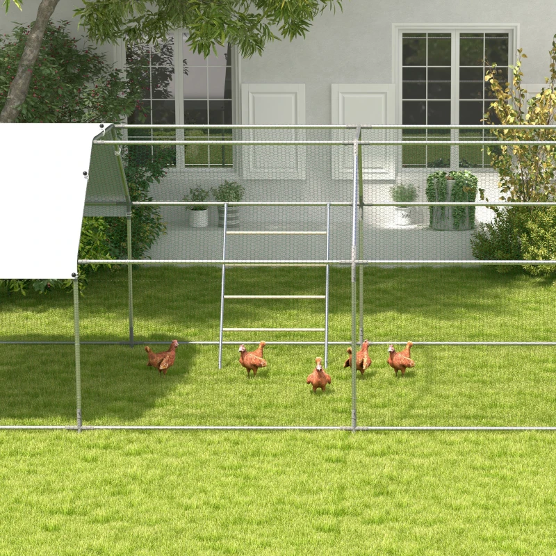 PawHut Poleiro para Galinhas de 4 Níveis de Madeira e Aço para 4-6 Galinhas 140x86 cm para Galinheiros com Tubos 25 mm Madeira