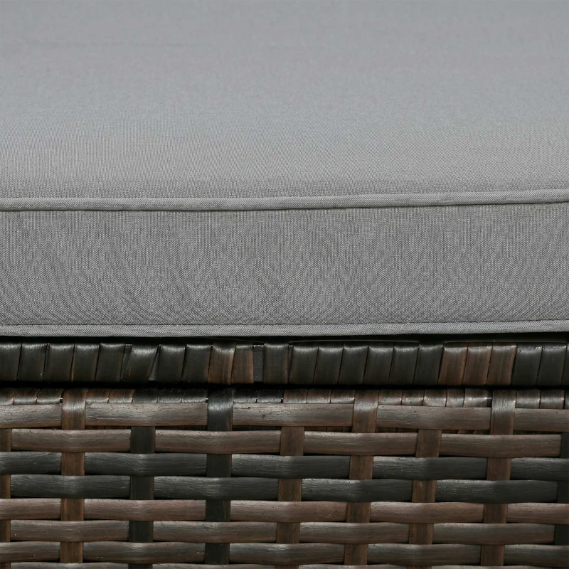 Outsunny 3 Pieces Garden Furniture Set w/ Cushions, PE Rattan Wicker Conversation Corner Sofa Set, Light Grey