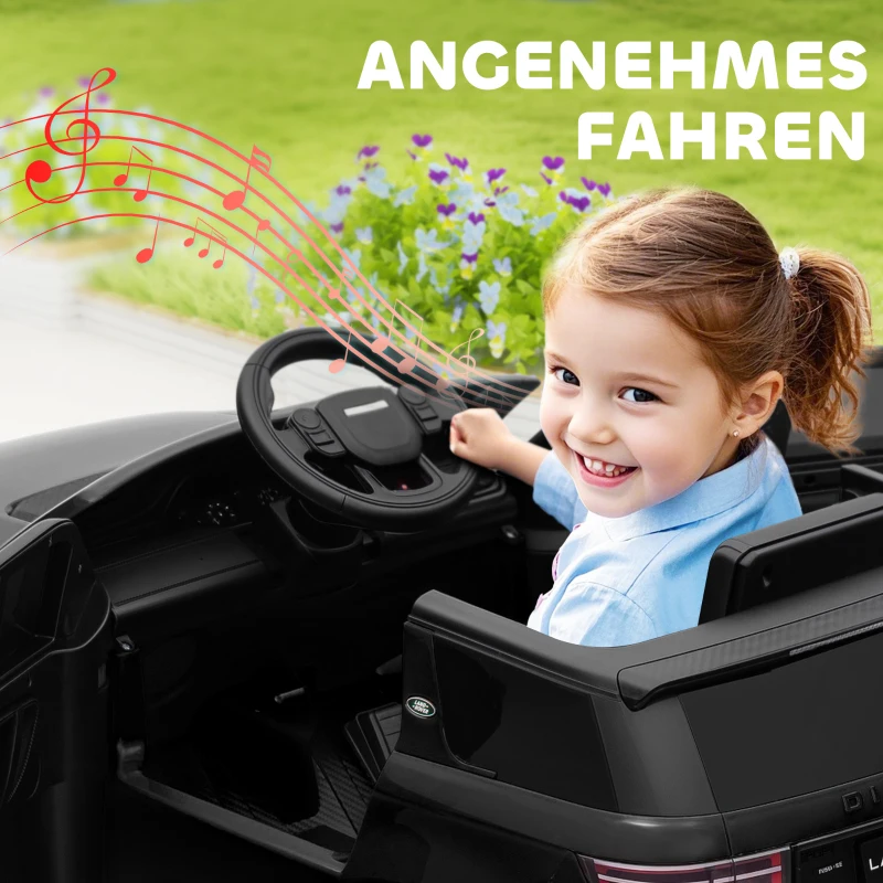 AIYAPLAY Kinder elektrische auto 12V Land Rover Discovery Sport met 2,4G afstandsbediening, muziek, claxon, LED-verlichting, USB/MP3-aansluiting, 3-5 km/u, voor kinderen 3-6 jaar, zwart