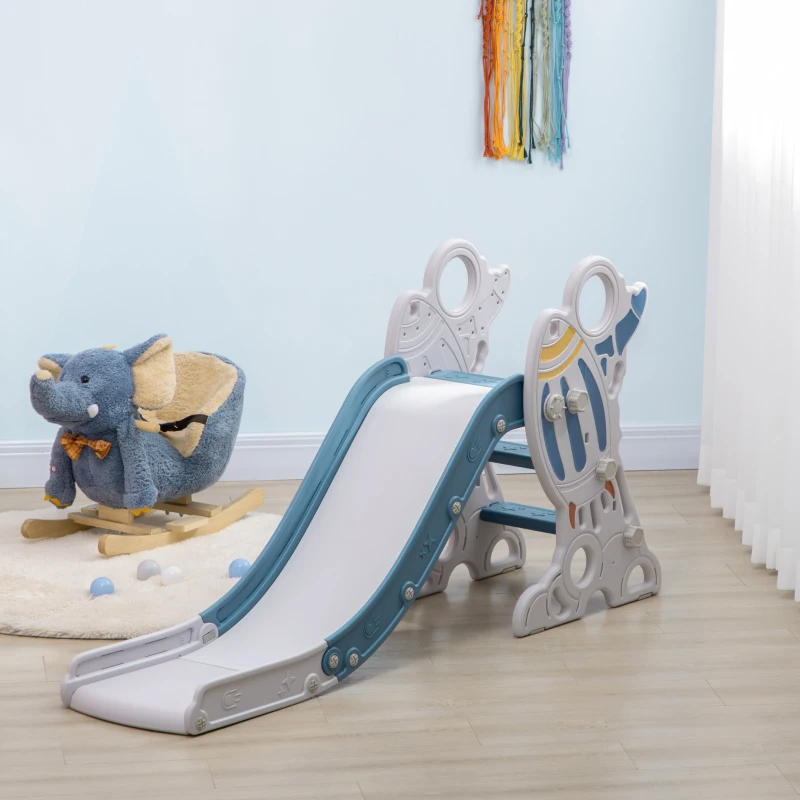 AIYAPLAY Glijbaan voor Kinderen 1,5 tot 3 jaar, Raketontwerp, Sticker Set, blauw, 157 x 46,5 x 80 cm(m-8)