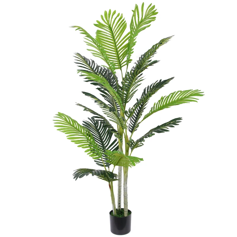 Outsunny Planta Artificial Palmera 150 cm con Maceta y Musgo para Decoración Interior Salón Oficina Ø18x150 cm Verde
