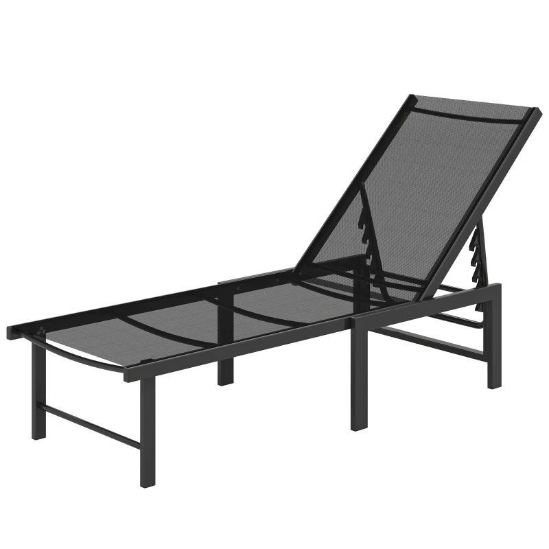 Outsunny Reclining Sun Lounger - Black