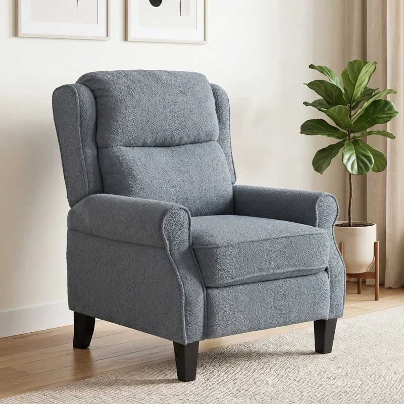 HOMCOM Poltrona relax reclinabile effetto peluche con poggiapiedi, Grigio