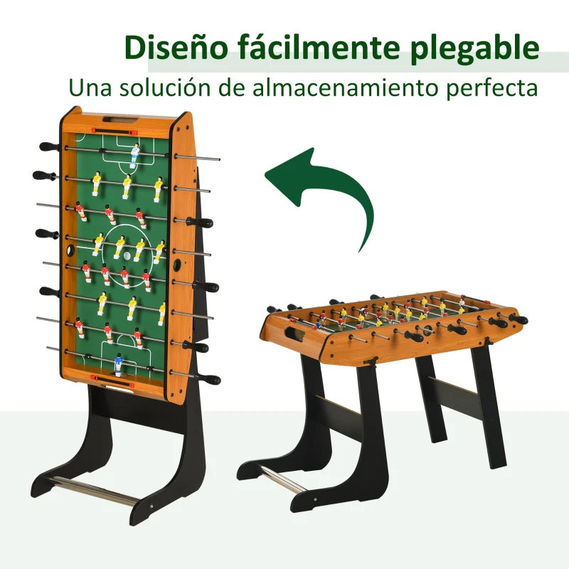 HOMCOM Futbolín con 22 Jugadores Juego de Mesa de Fútbol para Niños y Adultos con 2 Marcadores 98x42x62,5 cm Natural y Negro