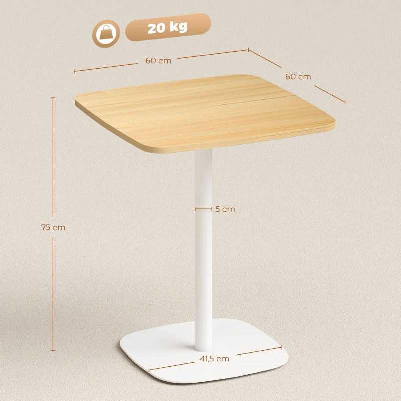 HOMCOM Table à manger carrée pour 2 personnes table de cuisine plateau en effet bois base carrée 60x60x75cm effet bois naturel