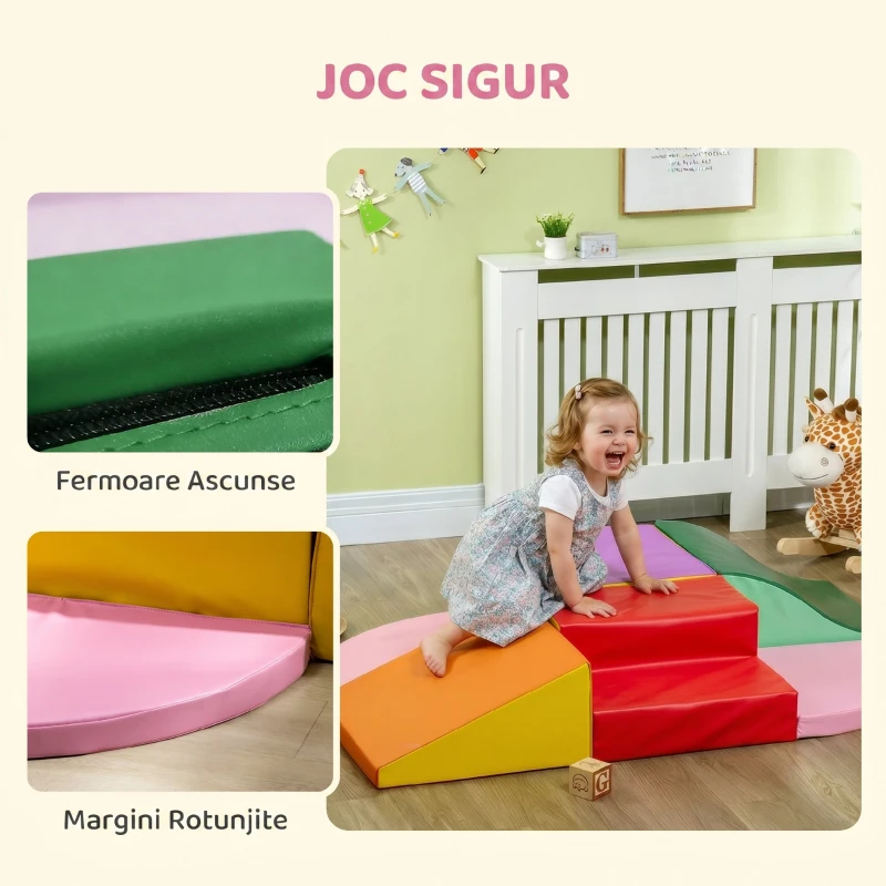 HOMCOM Set de Construcții Moi pentru Copii 1-3 Ani cu 6 Piese din PU și EPE Multicolore
