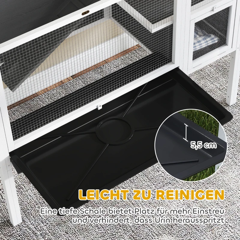 PawHut Kleindierhok voor dwerghamsters, konijnen, cavia's, met accessoires, verhoogd ontwerp, hout, metaal, grijs