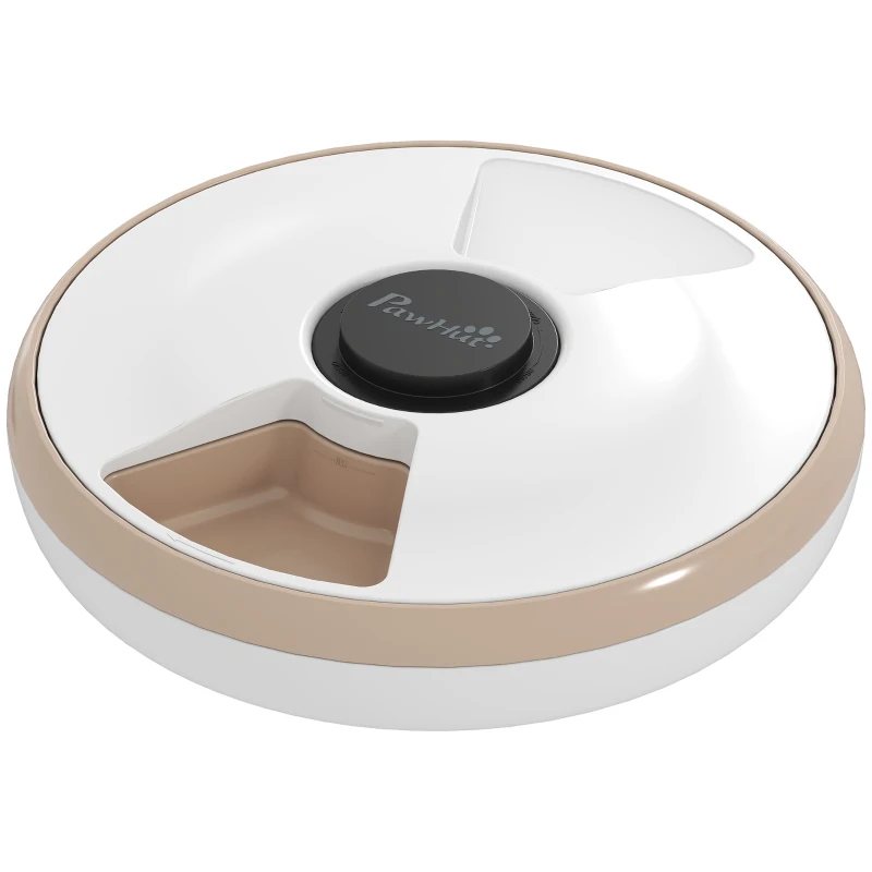 PawHut Distributeur de Nourriture pour Animaux de Compagnie Distributeur Automatique 6 portions 31,5 x 31,5 x 8,3 cm blanc