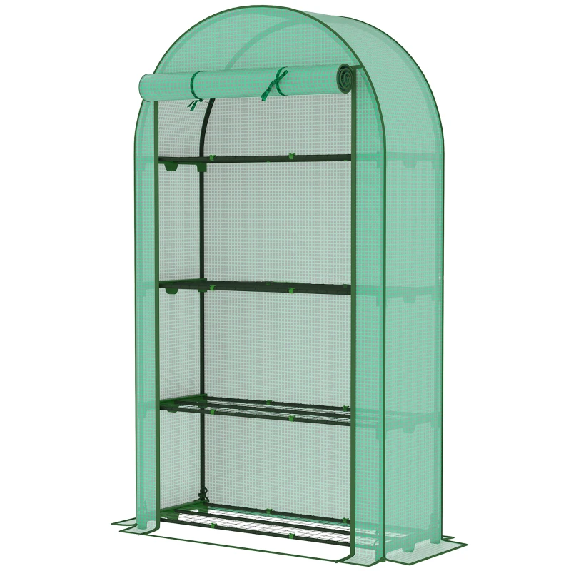 Outsunny Serre de jardin serre de balcon avec étagères à 4 niveaux, bâche en PE pour légumes, plantes,105 x 45 x 160 cm, vert