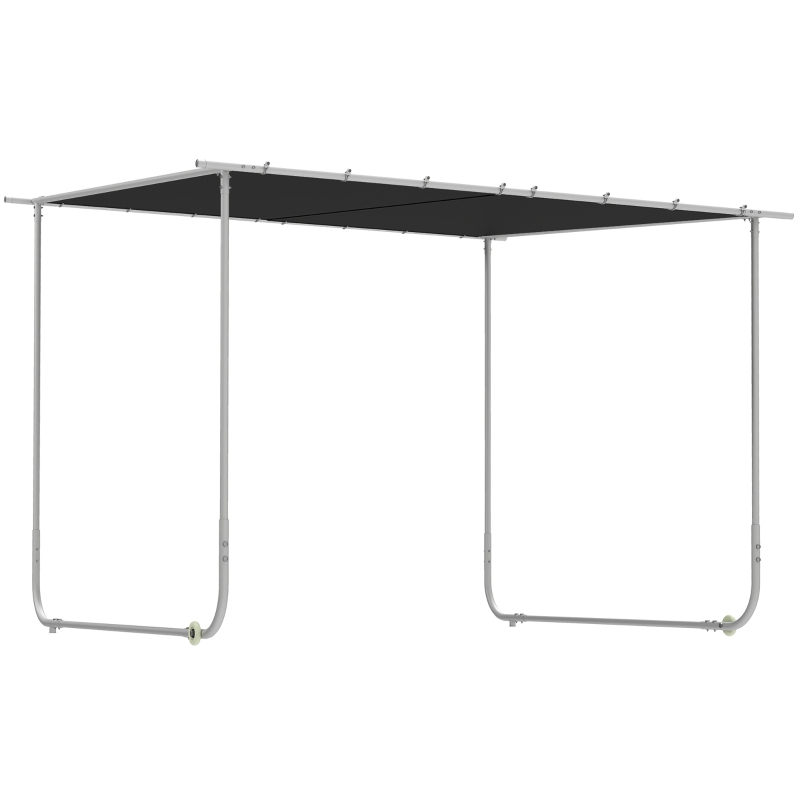 Outsunny Mobiele Paviljoen met Wielen, Inclusief Zandzakken, Metalen Frame, 3x3m, Grijs
